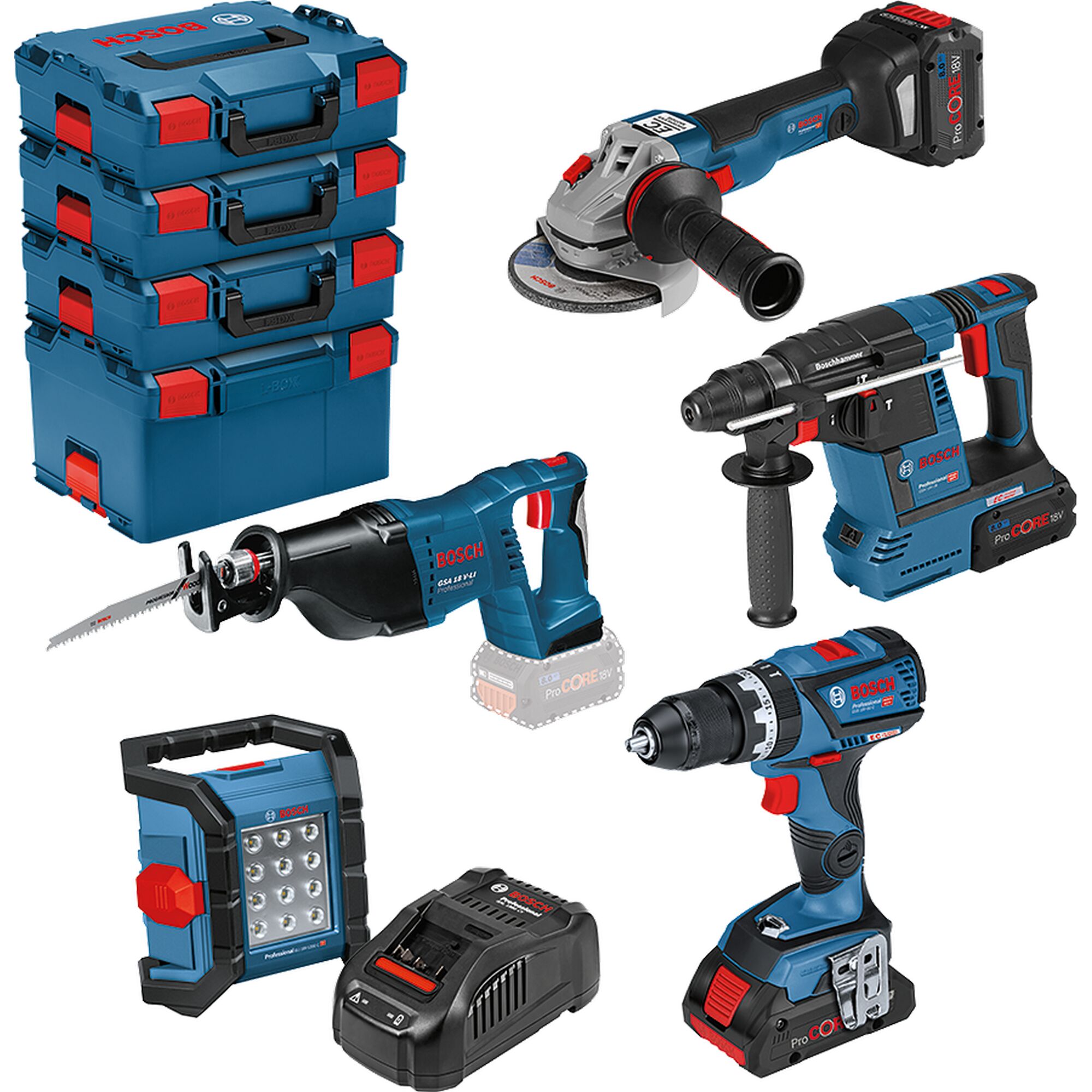 Bosch 18V Akku-Werkzeugset mit Ladegerät und Boxen