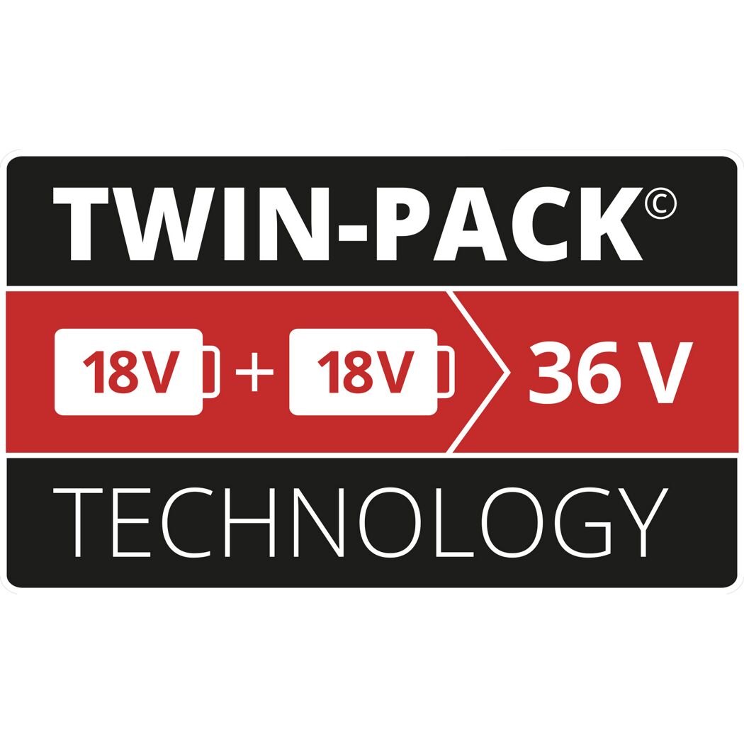 Twin-Pack Technologie: 18 V + 18 V = 36 V