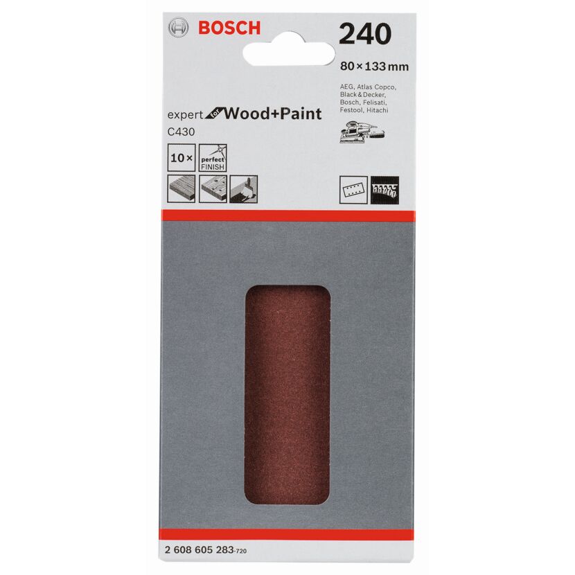 Bosch Schleifblatt Expert C430 für Holz und Lack, 240er Körnung