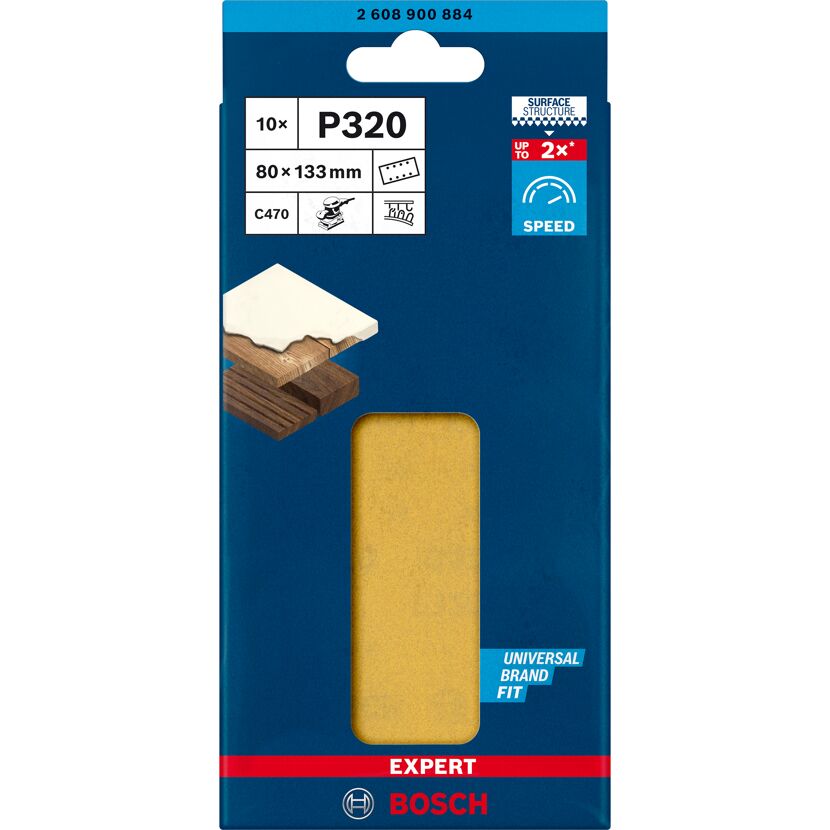 Schleifblatt Expert for Wood and Paint C470, P320, 80 x 133 mm