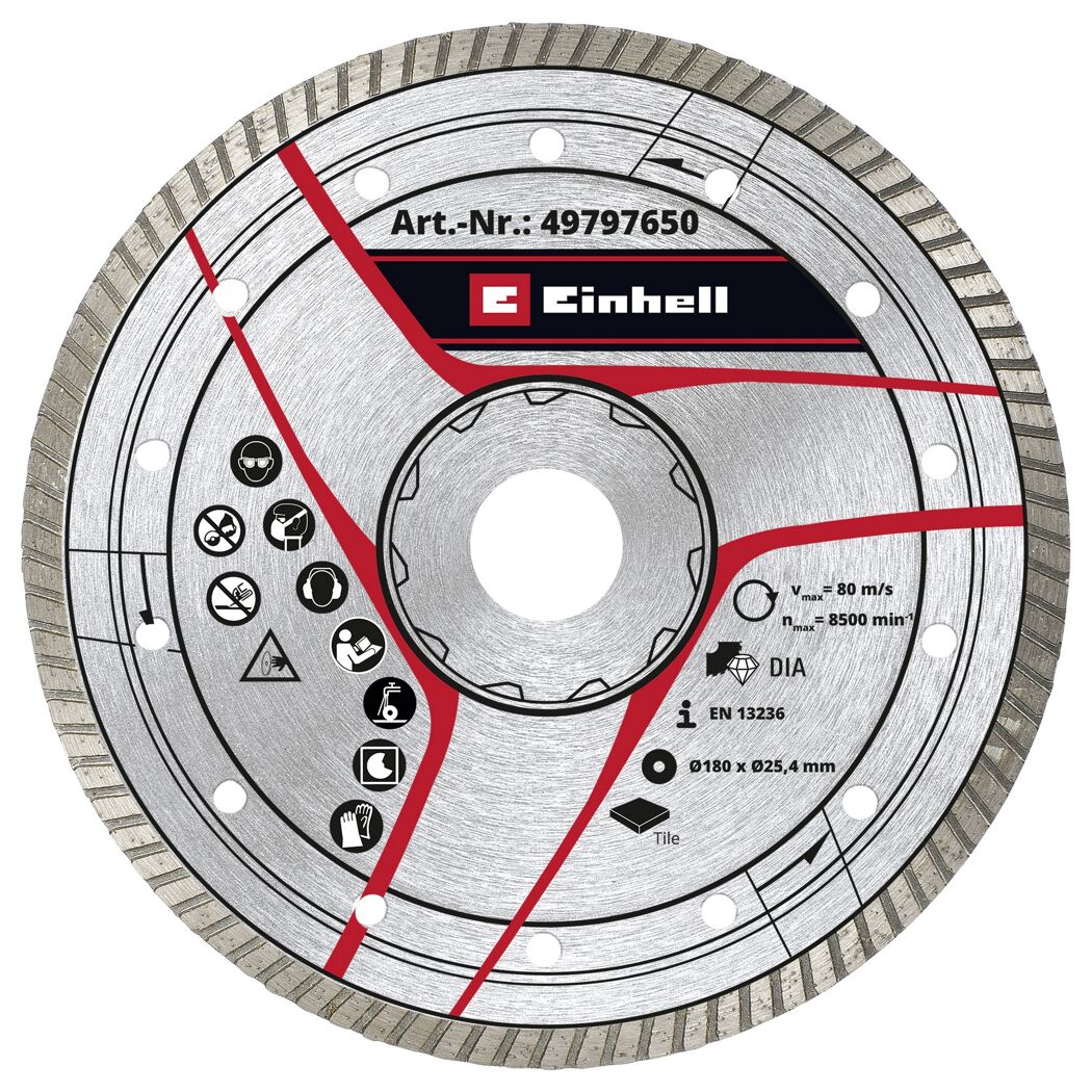 Einhell Diamant-Trennscheibe für Fliesen, 180 mm Durchmesser.