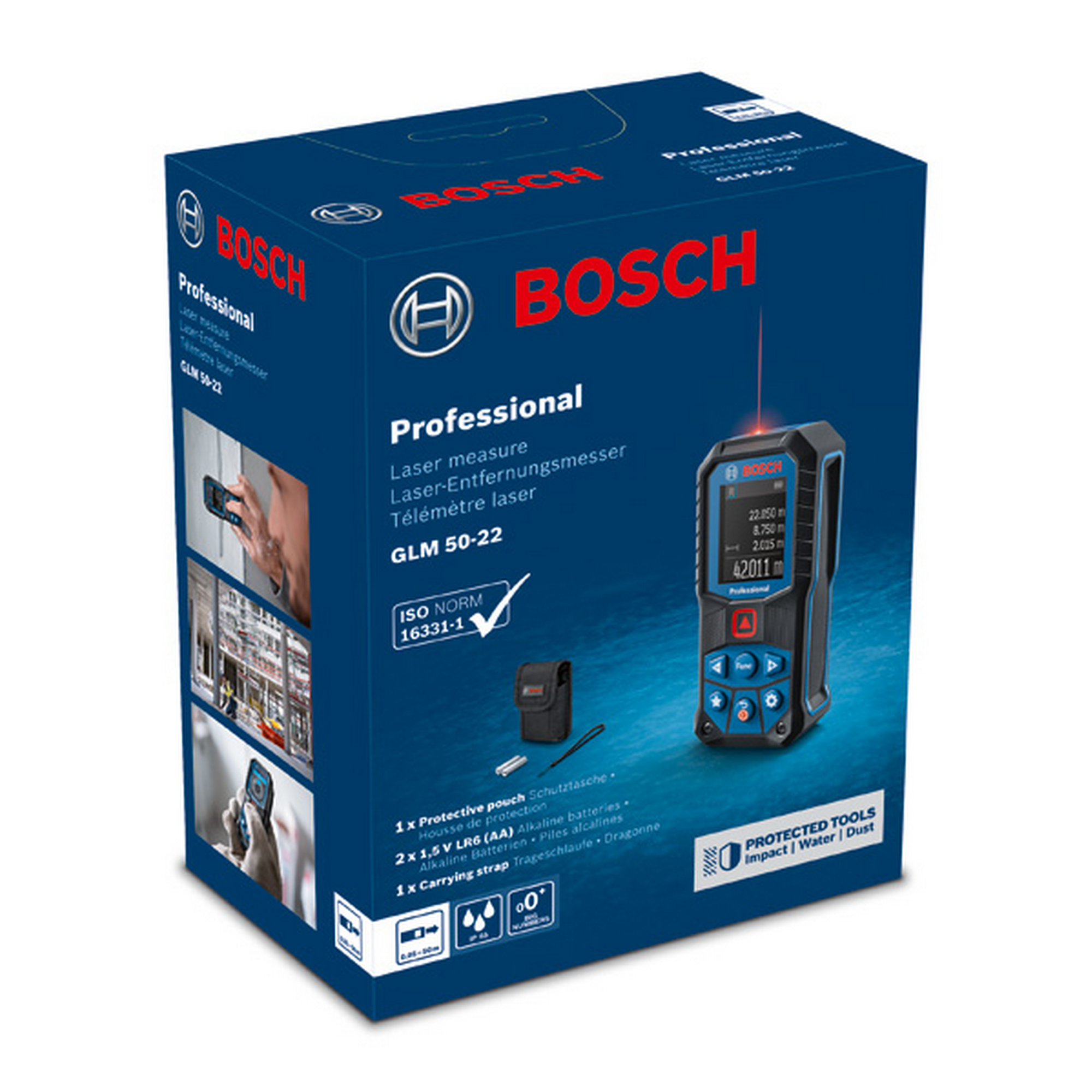 Laser-Entfernungsmesser 'Professional GLM 50-22' mit Schutztasche und Halterung