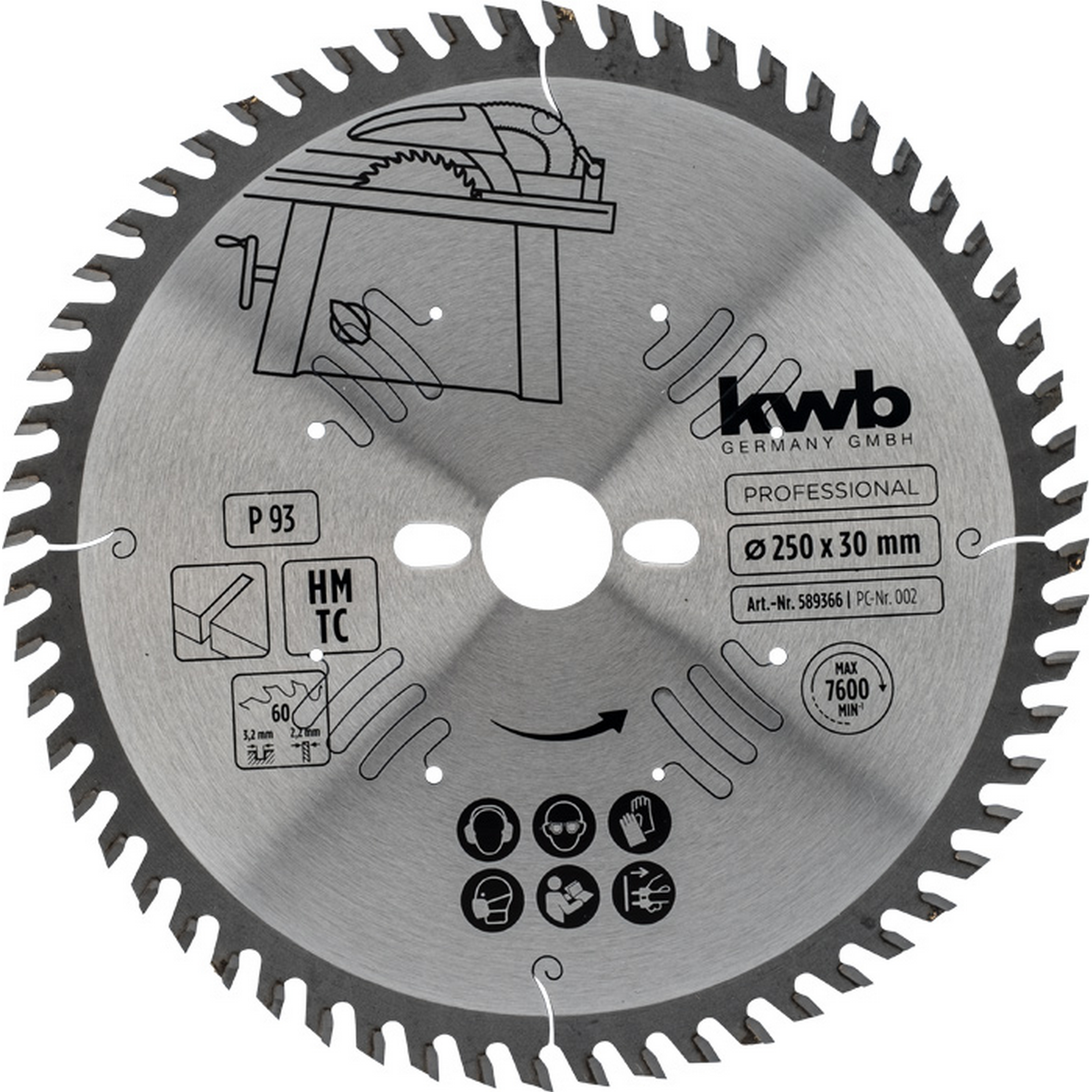 Kreissägeblatt Ø 250 x 3,2 x 30 mm