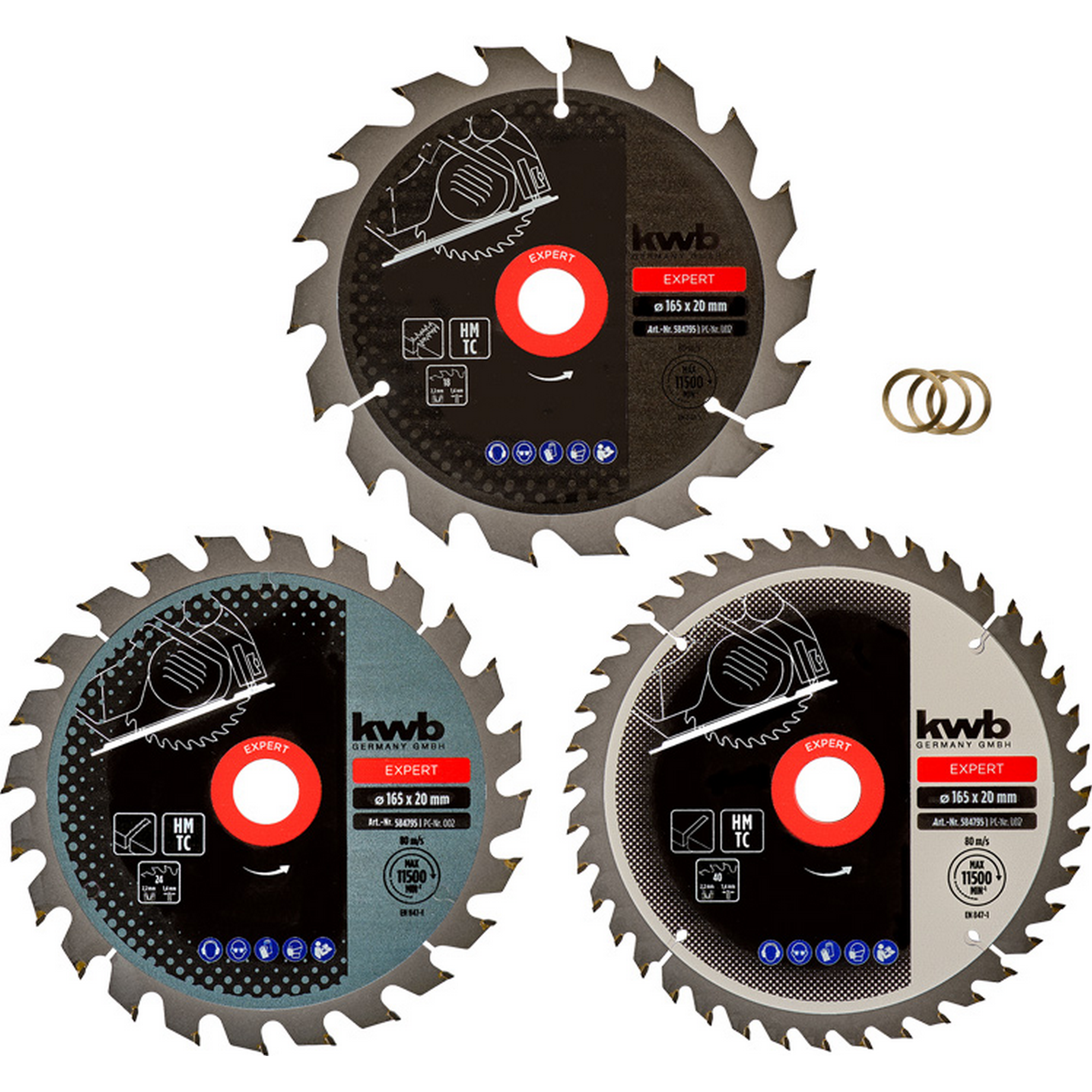 Kreissägeblatt-Set Ø 165 x 20 mm 3-teilig