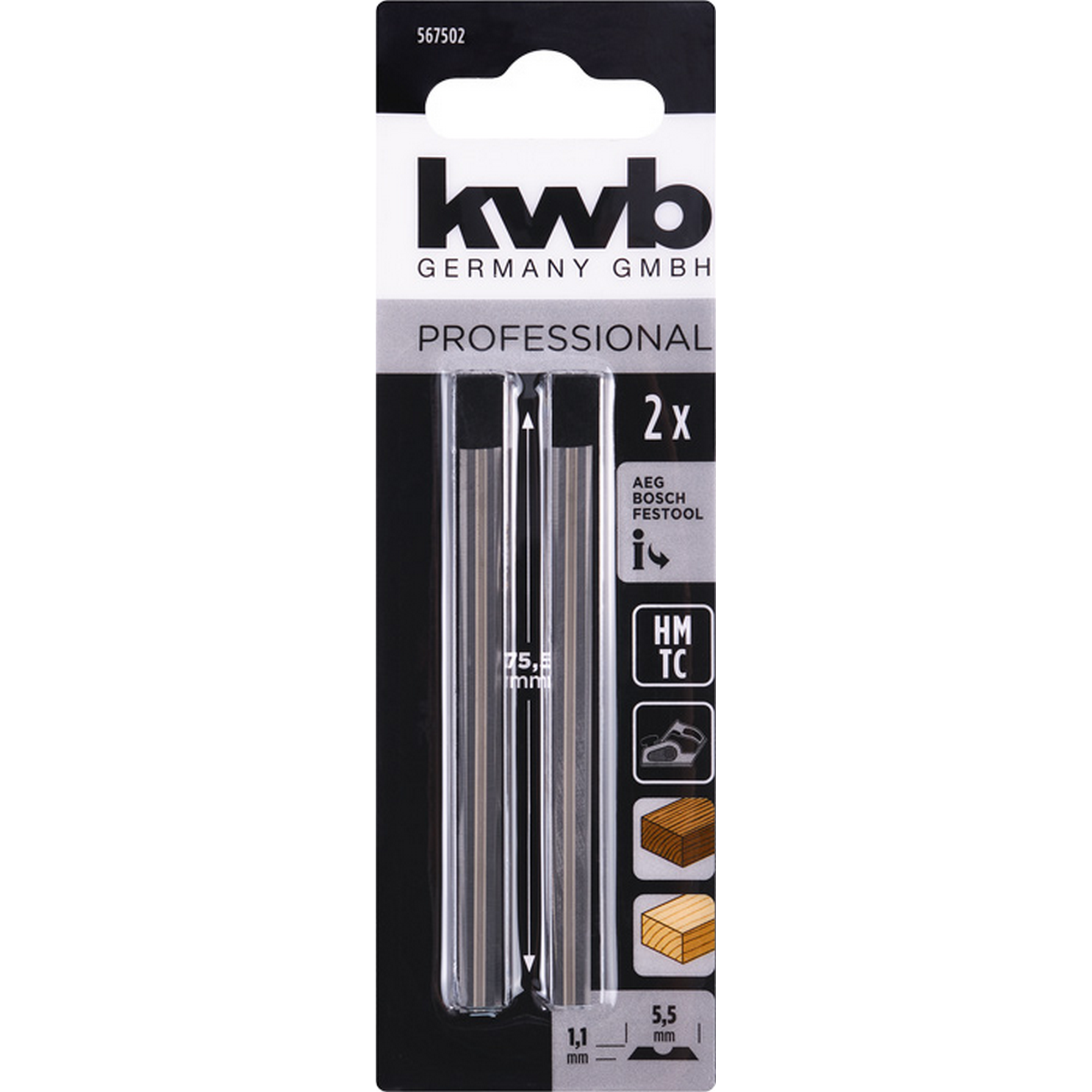 Wende-Hobelmesser 75,5 x 5,5 mm 2 Stück