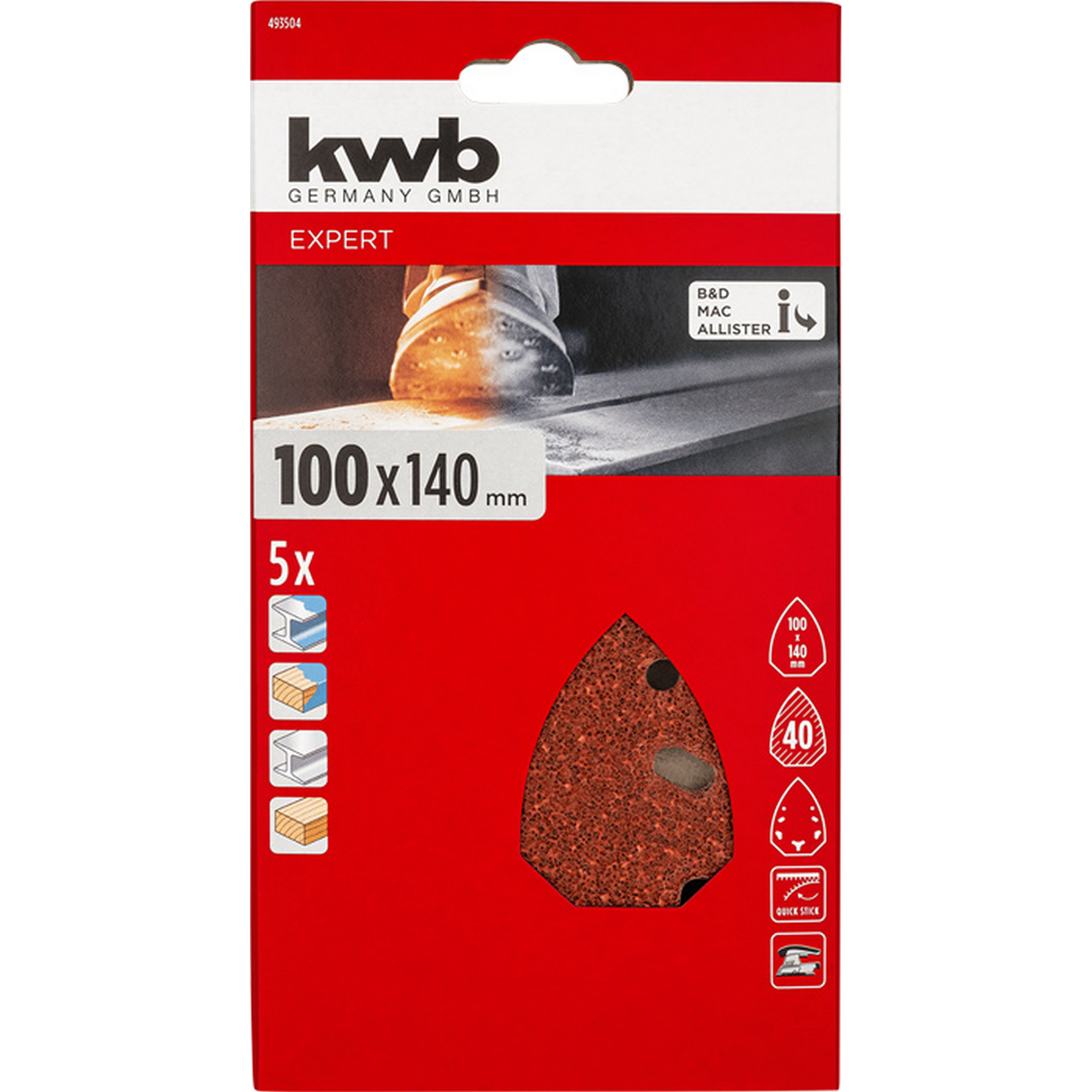 Schleifdreieck 'Quick-Stick' 100 x 140 mm K40 5 Stück