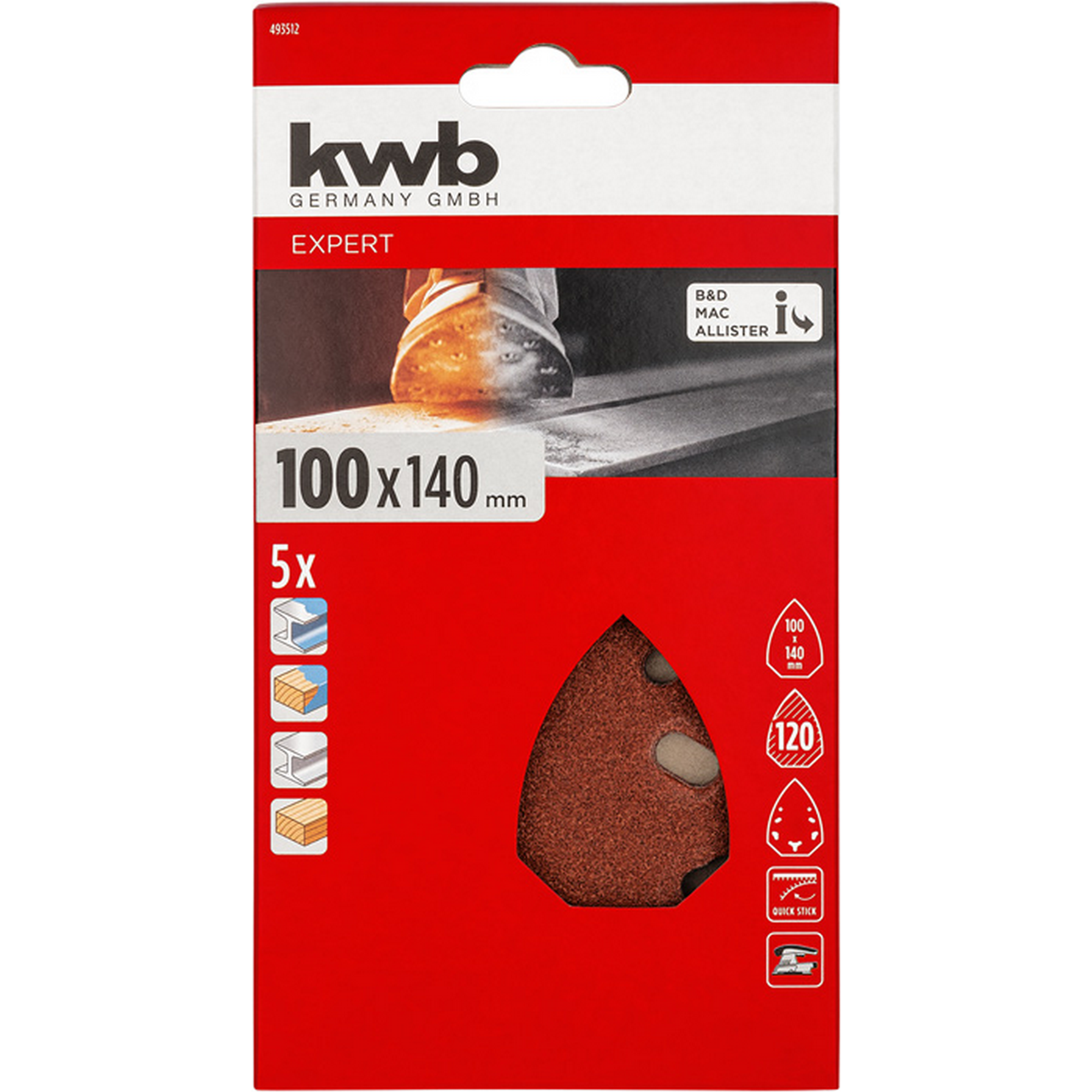 Schleifdreieck 'Quick-Stick' 100 x 140 mm K120 5 Stück