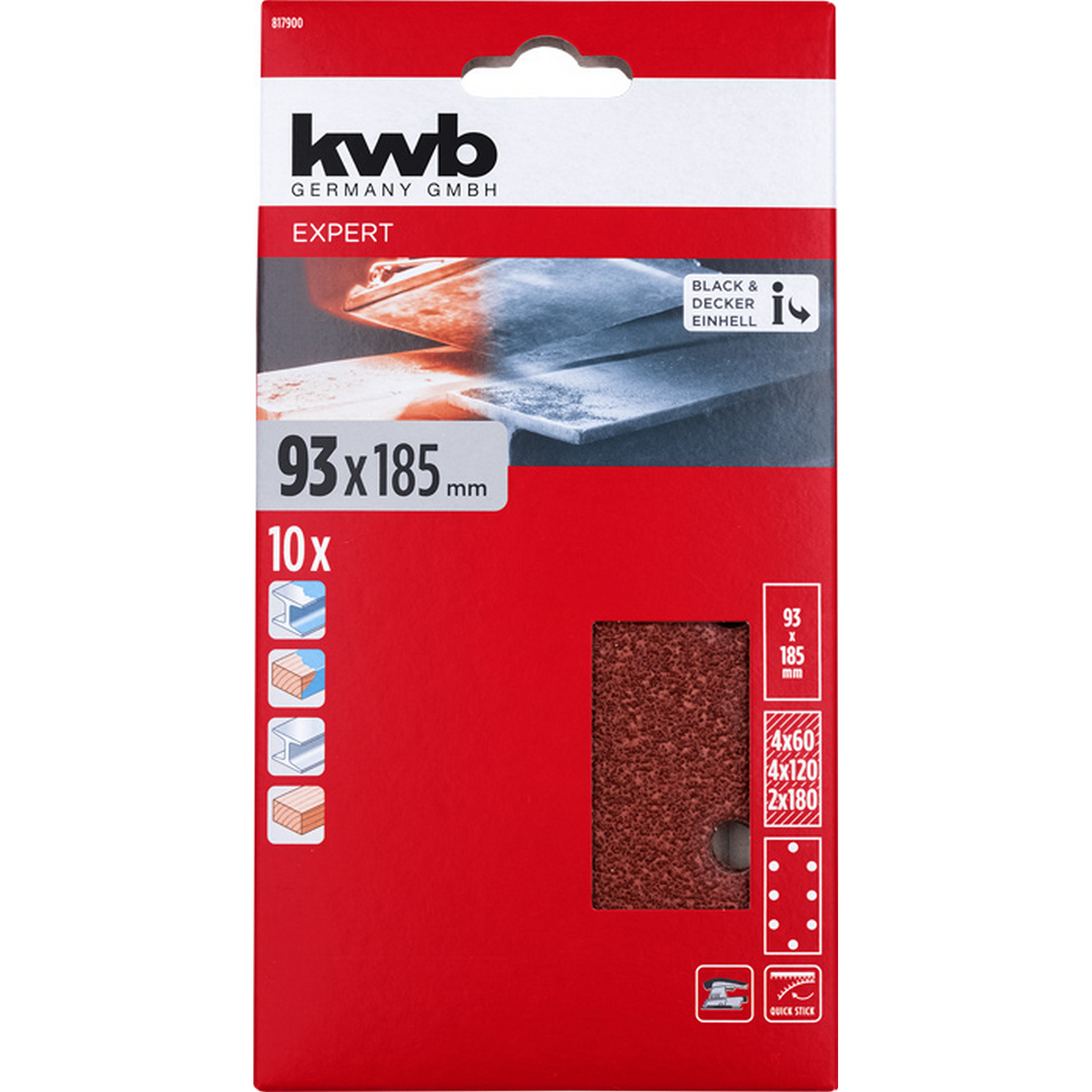 Schleifstreifen 'Quick-Stick' 93 x 186 mm K60/120/180 10 Stück
