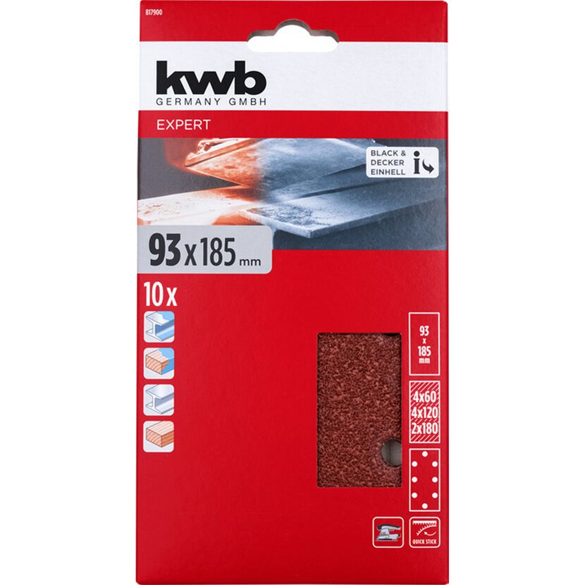Schleifstreifen 'Quick-Stick' 93 x 186 mm K60/120/180 10 Stück