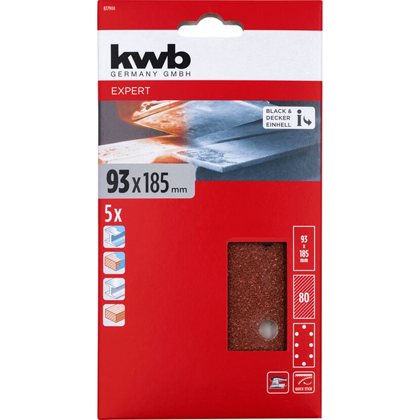 Schleifstreifen 'Quick-Stick' 93 x 186 mm K80 5 Stück