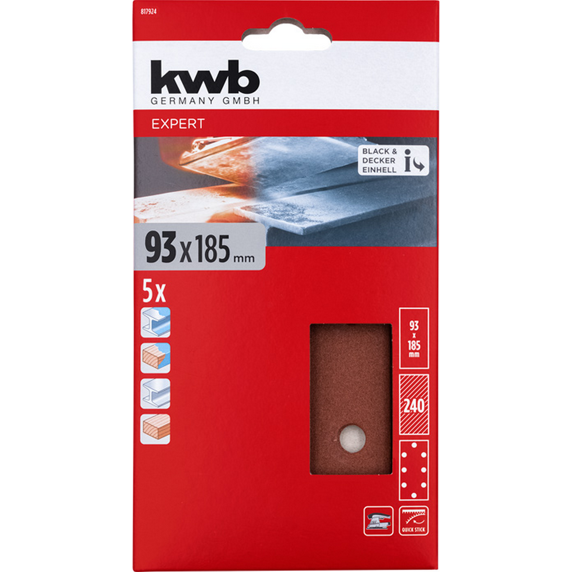 Schleifstreifen 'Quick-Stick' 93 x 186 mm K240 5 Stück