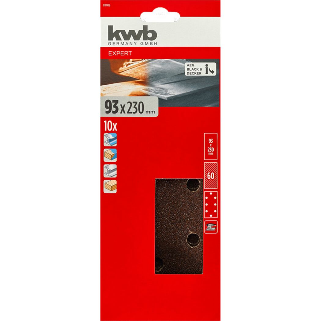 Schleifstreifen 'Holz & Metall' 93 x 230 mm K60 10 Stück