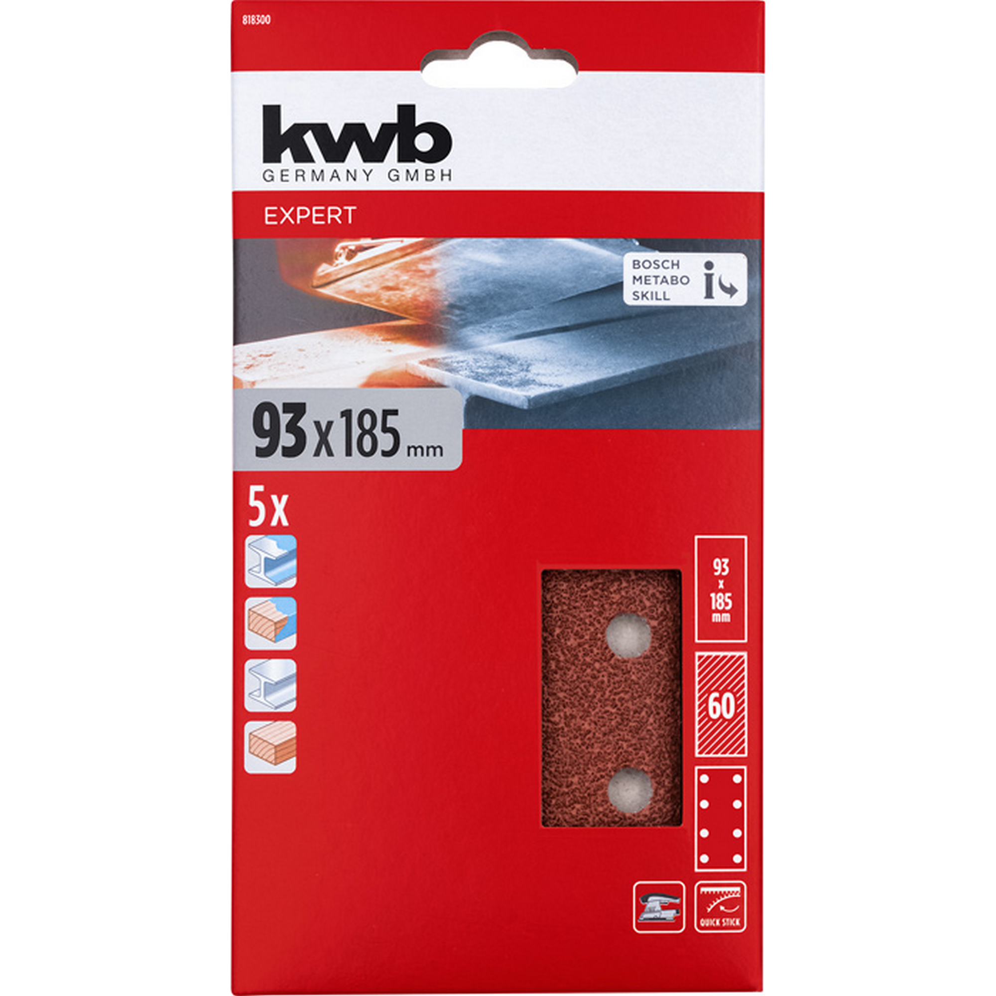 Schleifstreifen 'Quick-Stick' 93 x 185 mm K60 5 Stück