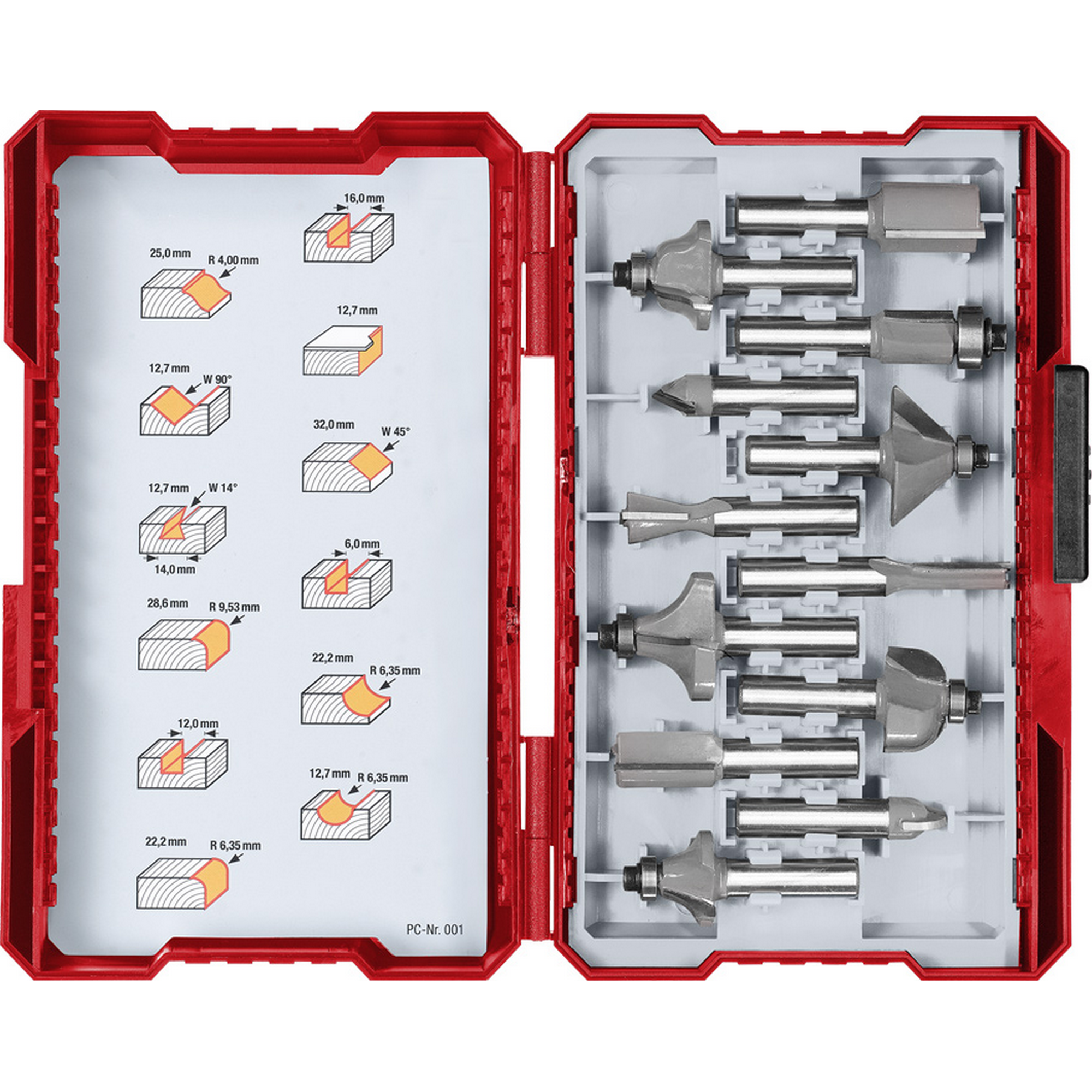 Fräser-Set Ø 8 mm, 12-teilig