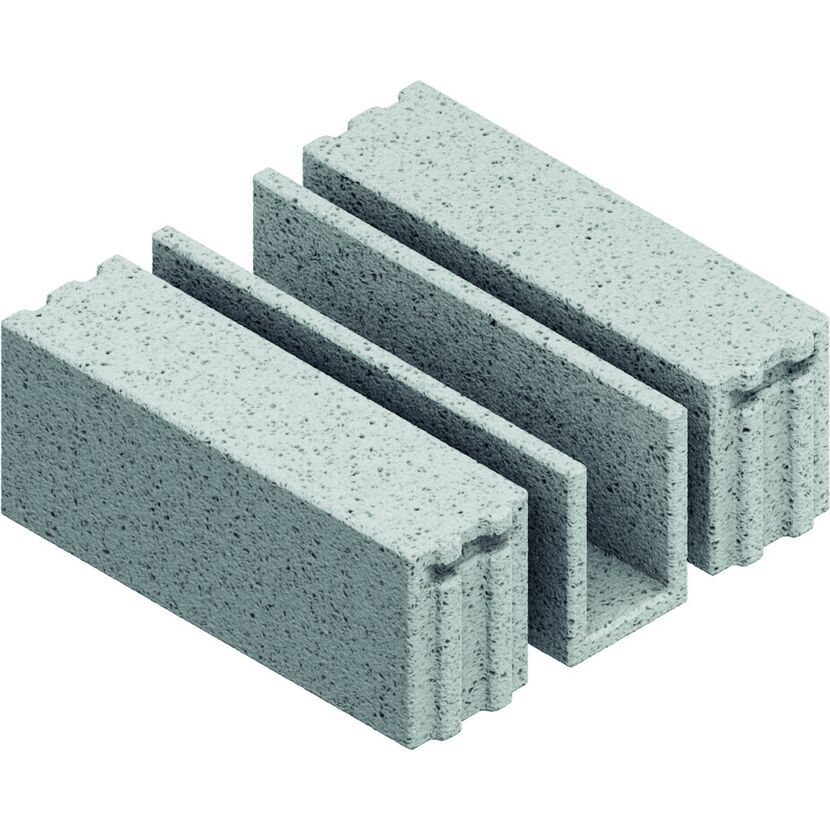 Zwei graue Porenbetonsteine