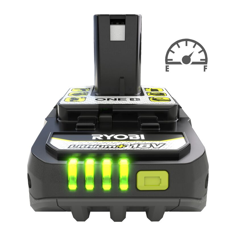 RYOBI 18V ONE+ Akkuladegerät mit Akku und Ladezustandsanzeige