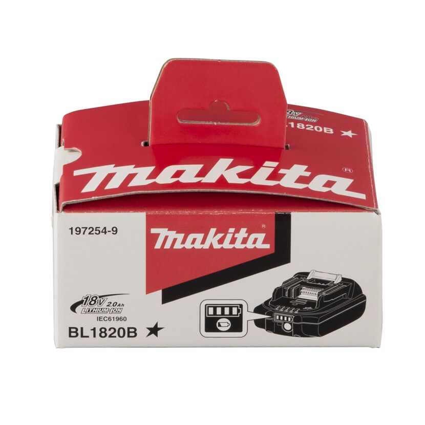 Makita 18V 2,0 Ah Lithium-Ionen-Akku BL1820B in der Verpackung