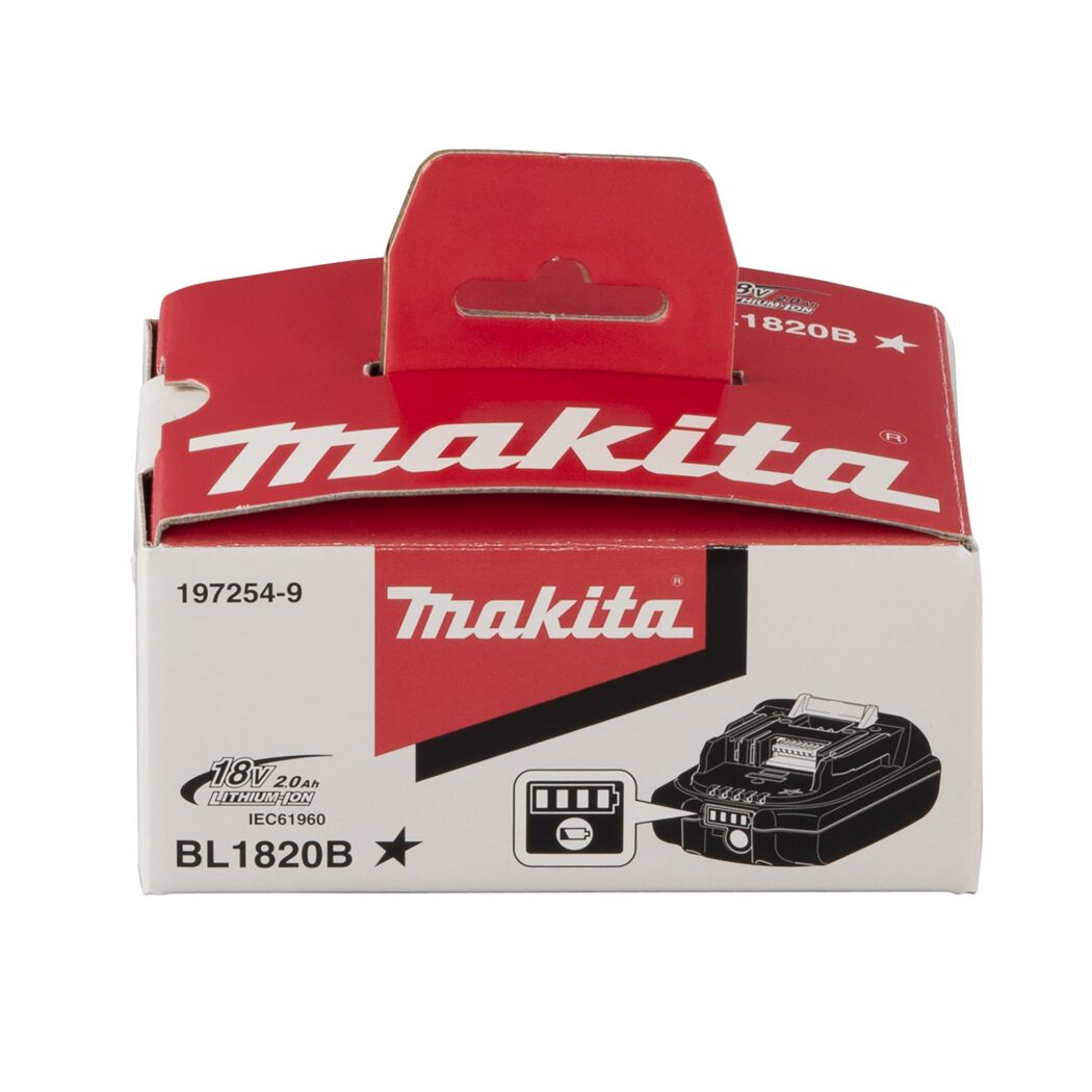 Makita 18V 2,0 Ah Lithium-Ionen-Akku BL1820B in der Verpackung