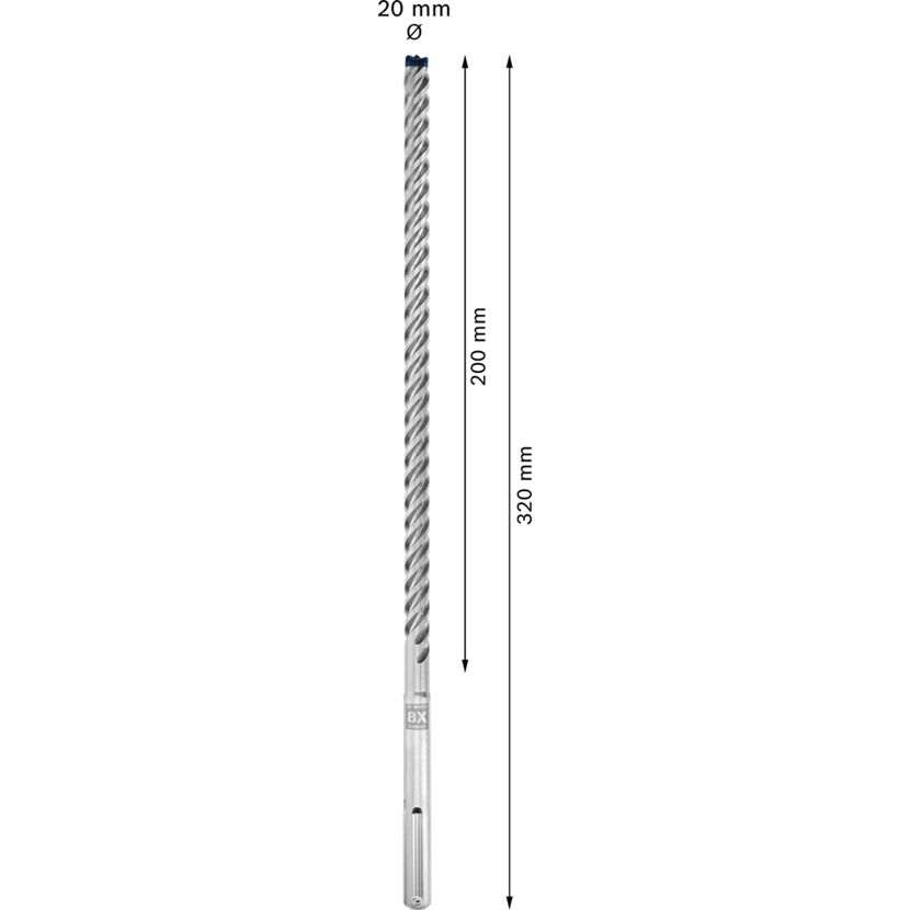 SDS max-8X Bohrer, 20 mm Durchmesser, 320 mm Länge