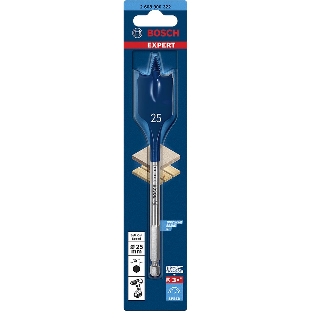 Flachfräsbohrer von Bosch, 25 mm Durchmesser
