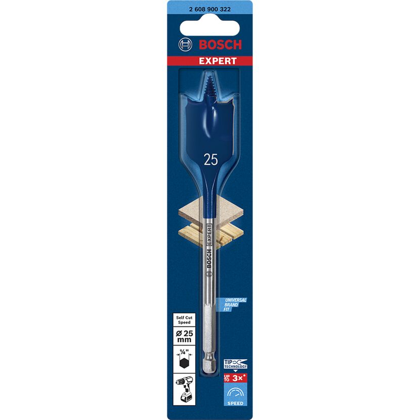 Flachfräsbohrer von Bosch, 25 mm Durchmesser