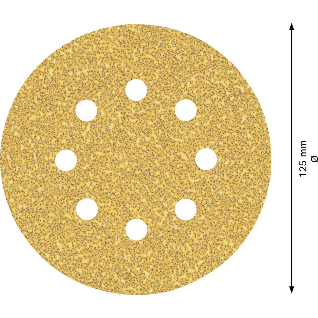 Schleifblatt mit 8 Löchern, 125 mm Durchmesser