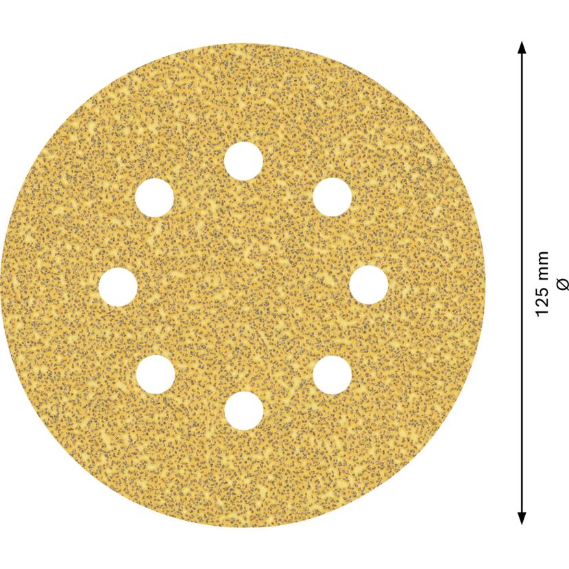 Schleifblatt mit 8 Löchern, 125 mm Durchmesser