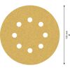 Schleifblatt mit 8 Löchern, Durchmesser 125 mm