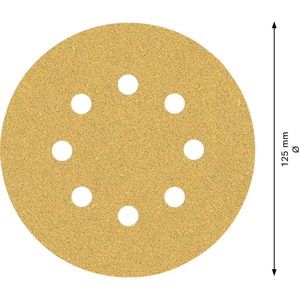 Schleifblatt mit 8 Löchern, Durchmesser 125 mm
