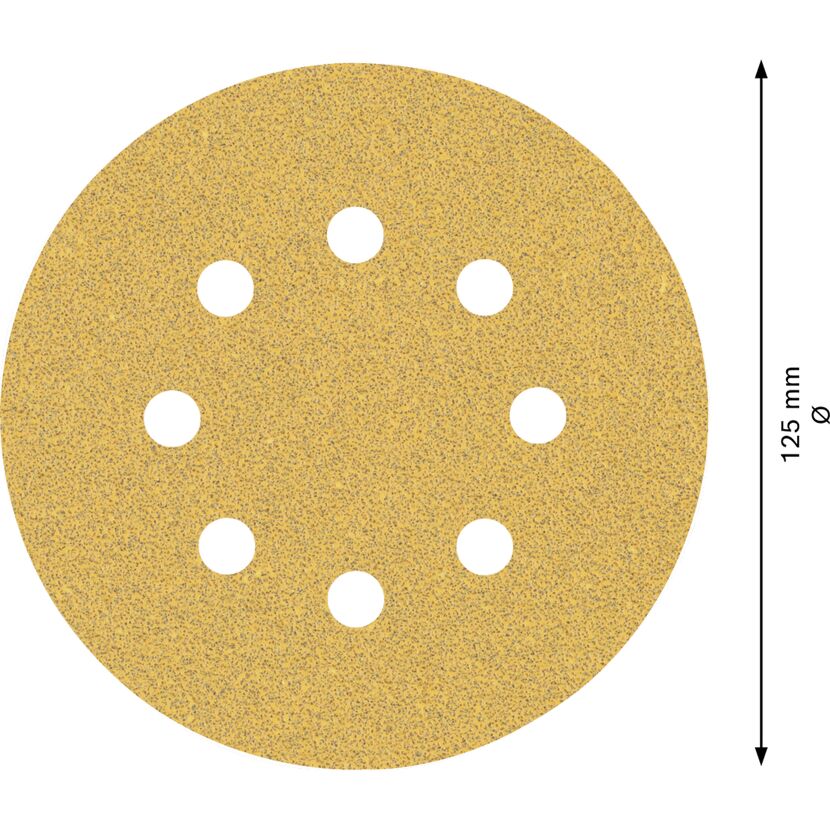 Schleifblatt mit 8 Löchern, Durchmesser 125 mm