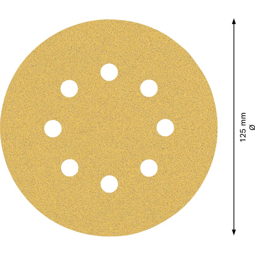 Schleifblatt mit acht Löchern, Durchmesser 125 mm