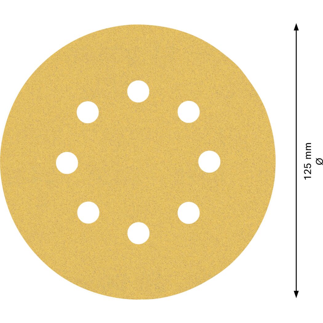 Schleifblatt mit acht Löchern, Durchmesser 125 mm