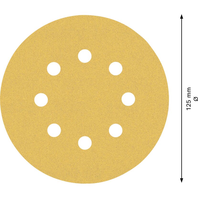 Schleifblatt mit acht Löchern, Durchmesser 125 mm