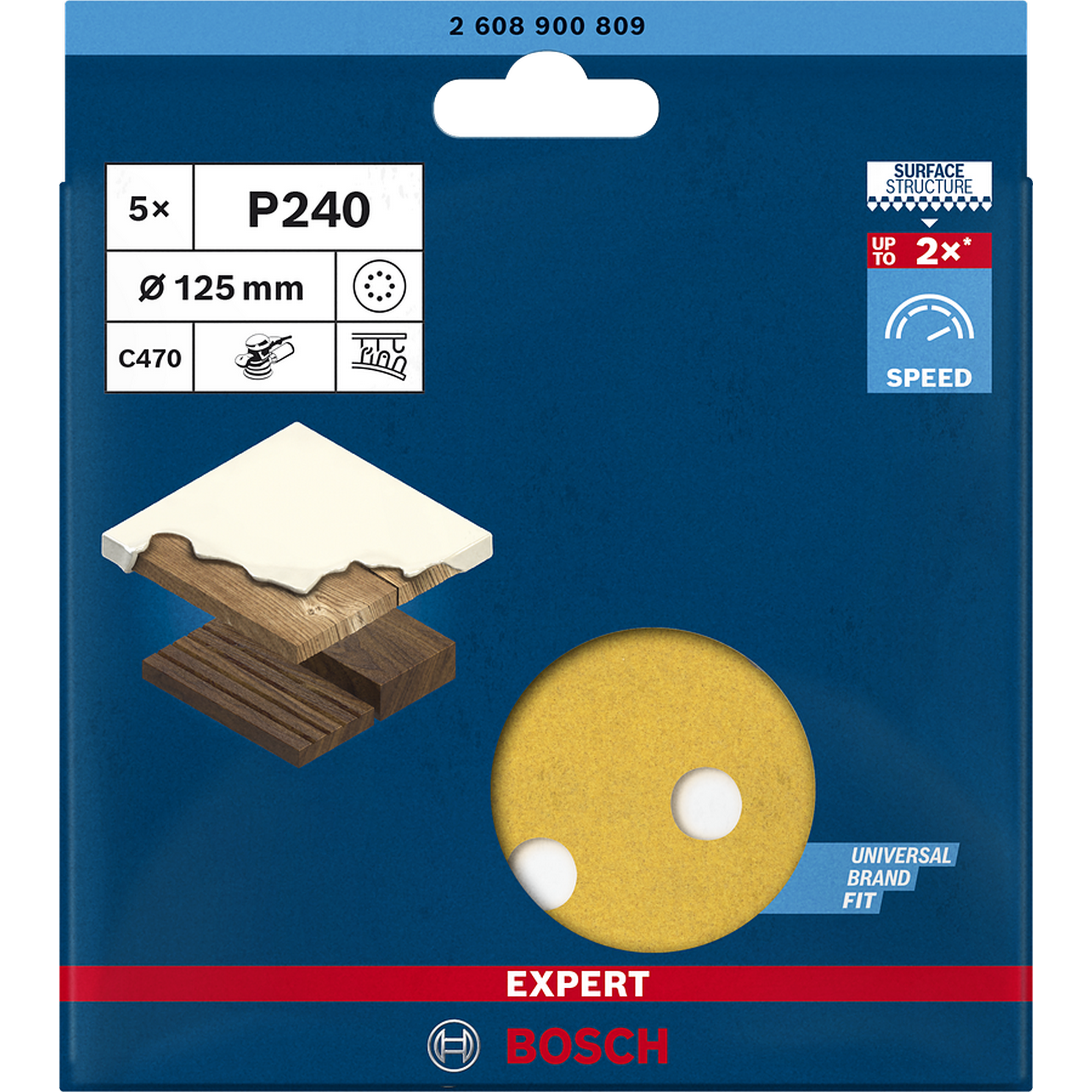 Exzenterschleifblatt 'Expert C470' Klett 8 Löcher Ø 125 mm G 240, 5-teilig