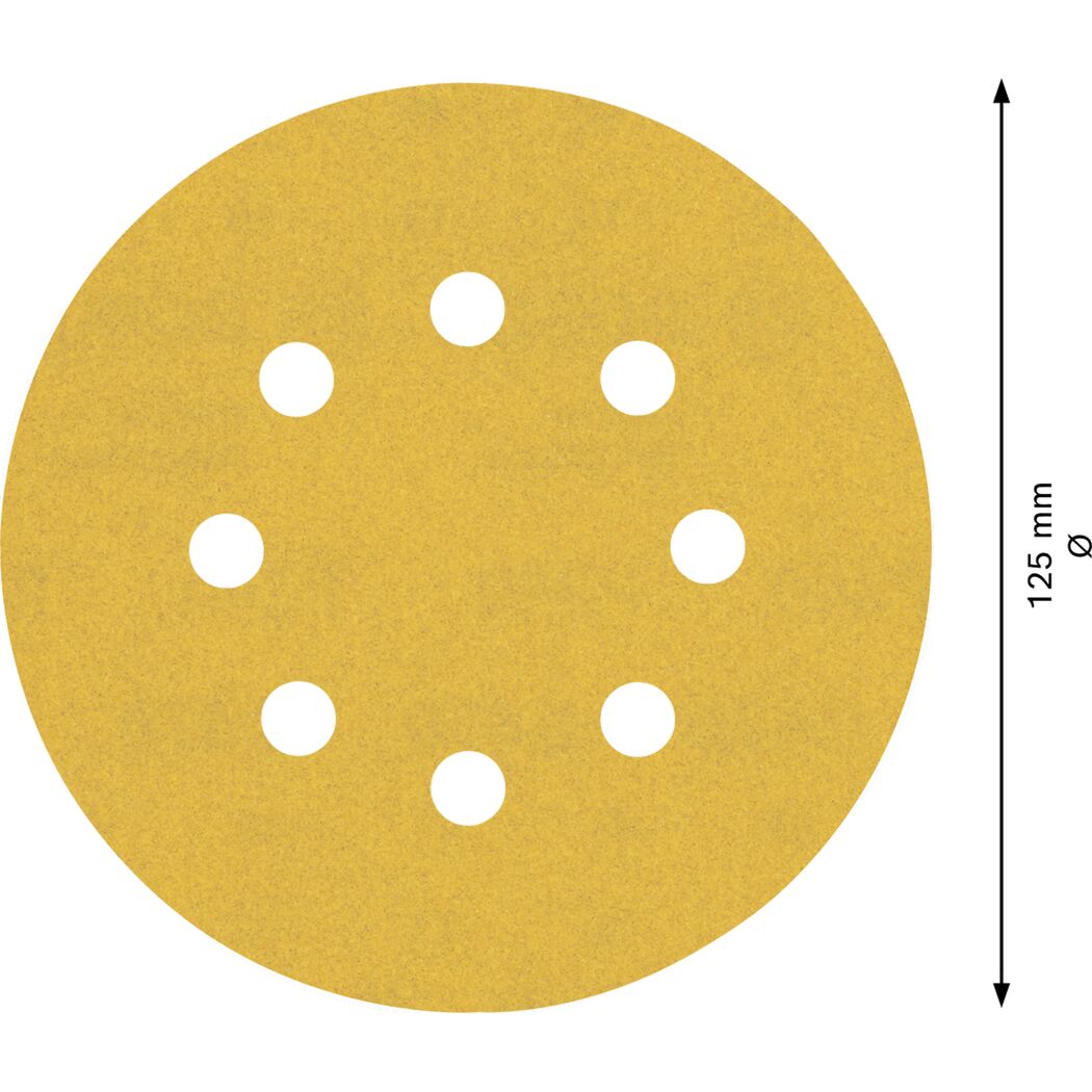 Schleifblatt mit 8 Löchern, Durchmesser 125 mm