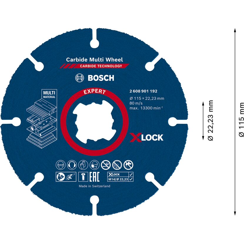 Bosch X-LOCK Carbide Multi Wheel, Durchmesser 115 mm