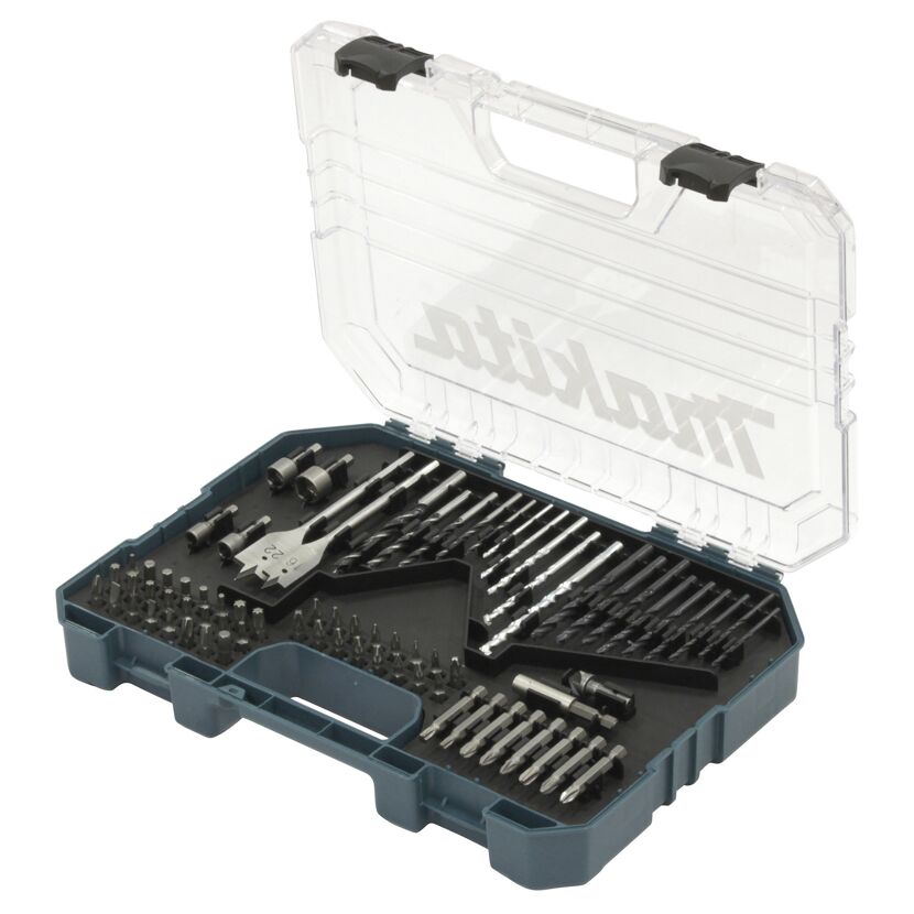 Bohrer-Bit-Set 75-teilig im geöffneten Kunststoffkoffer