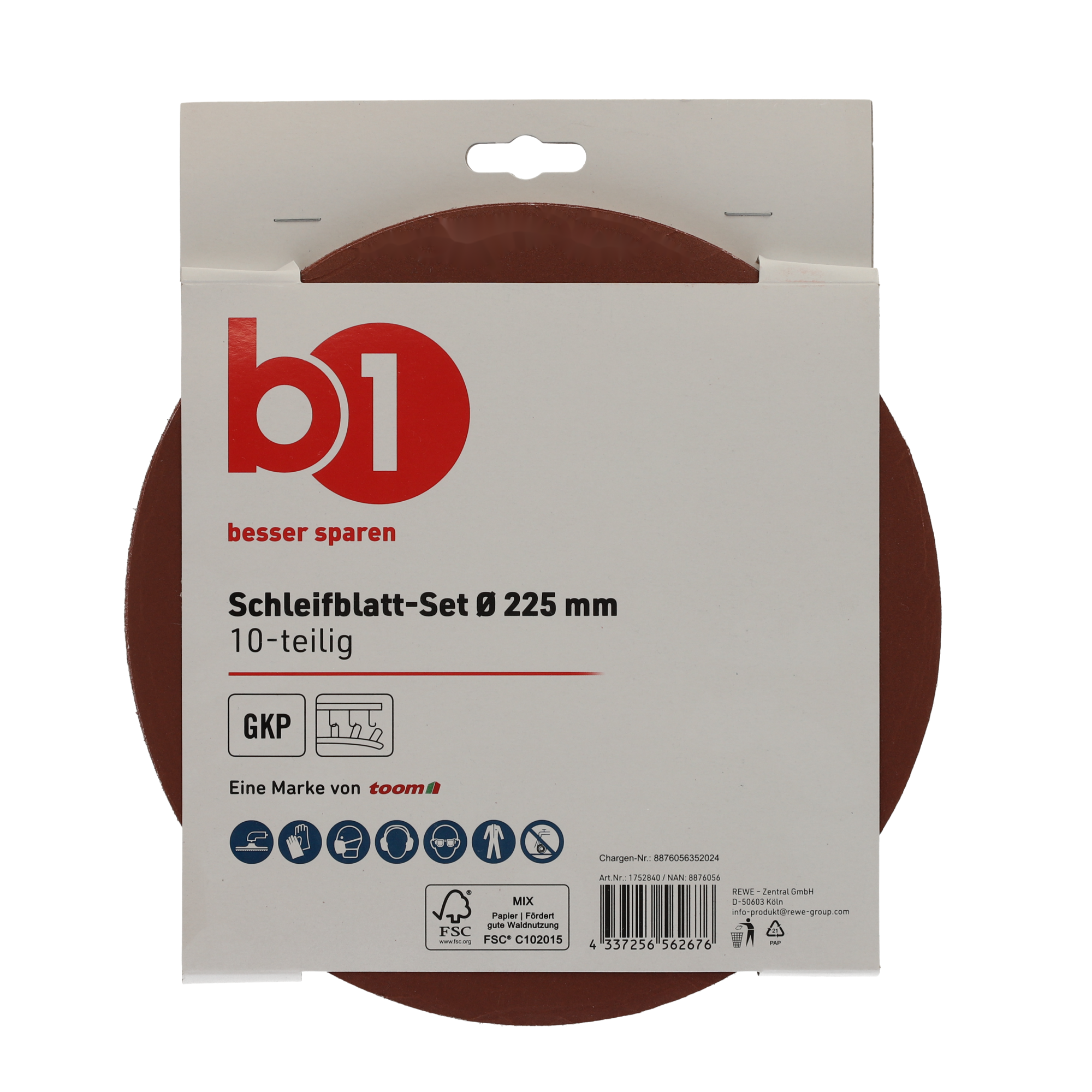 Schleifpapier-Set Ø 22,5 cm 10-teilig