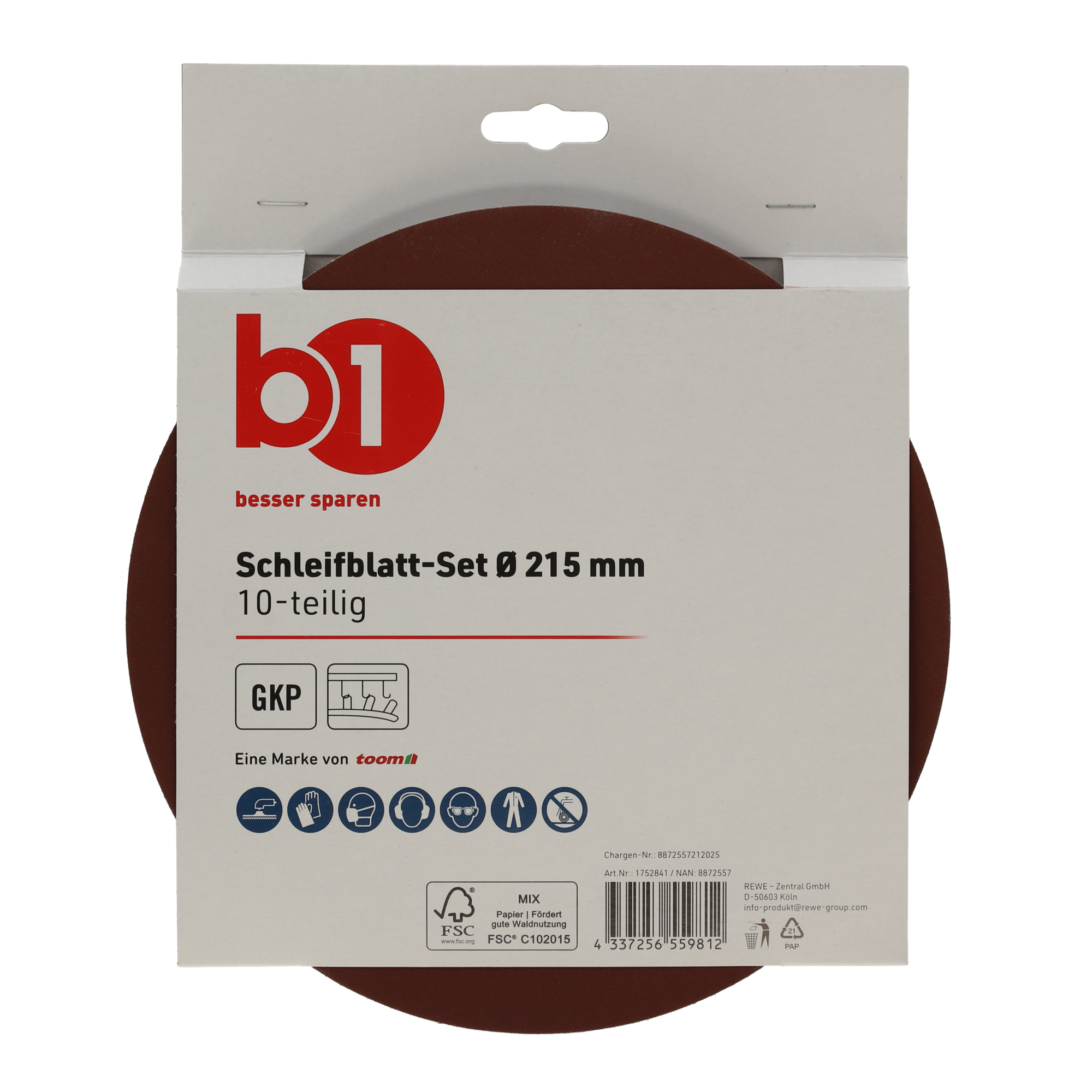Schleifpapier-Set Ø 21,5 cm 10-teilig