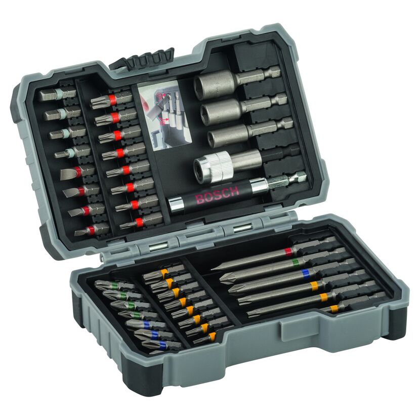 Bosch 43-teiliger Bit- und Steckschlüsselsatz im Kunststoffkoffer