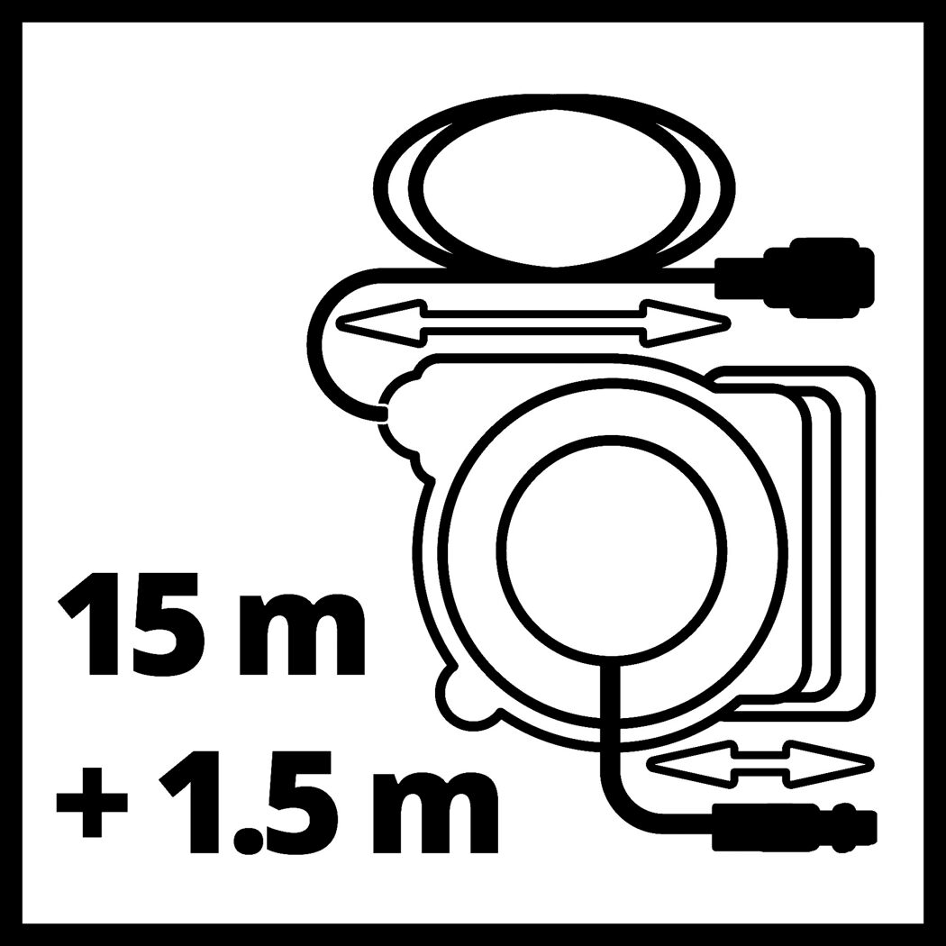 Schlauchtrommel mit 15 m Schlauchlänge und 1,5 m Anschlusskabel