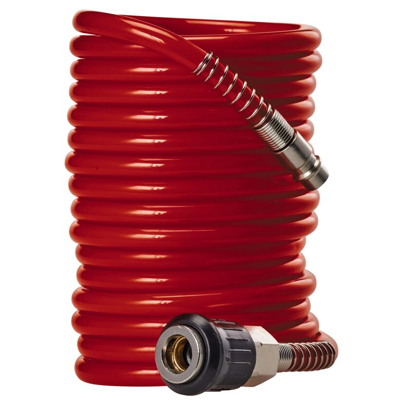 Aufgerollter roter Druckluftschlauch