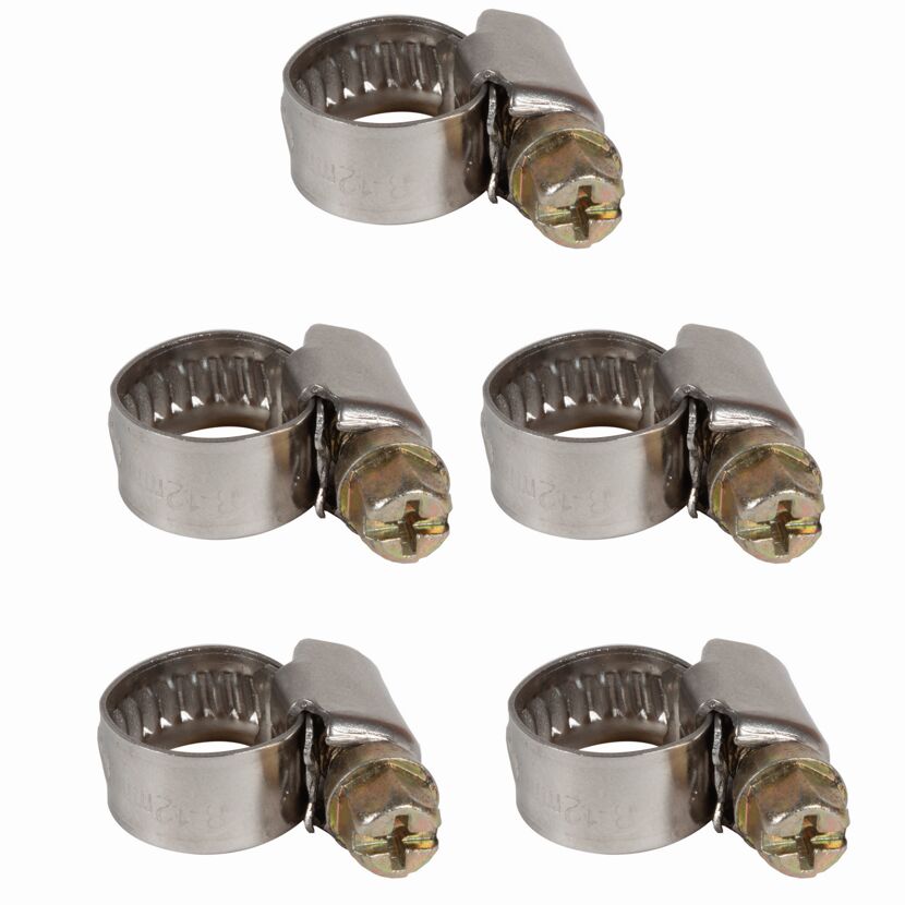 Fünf Schlauchschellen 8-12 mm