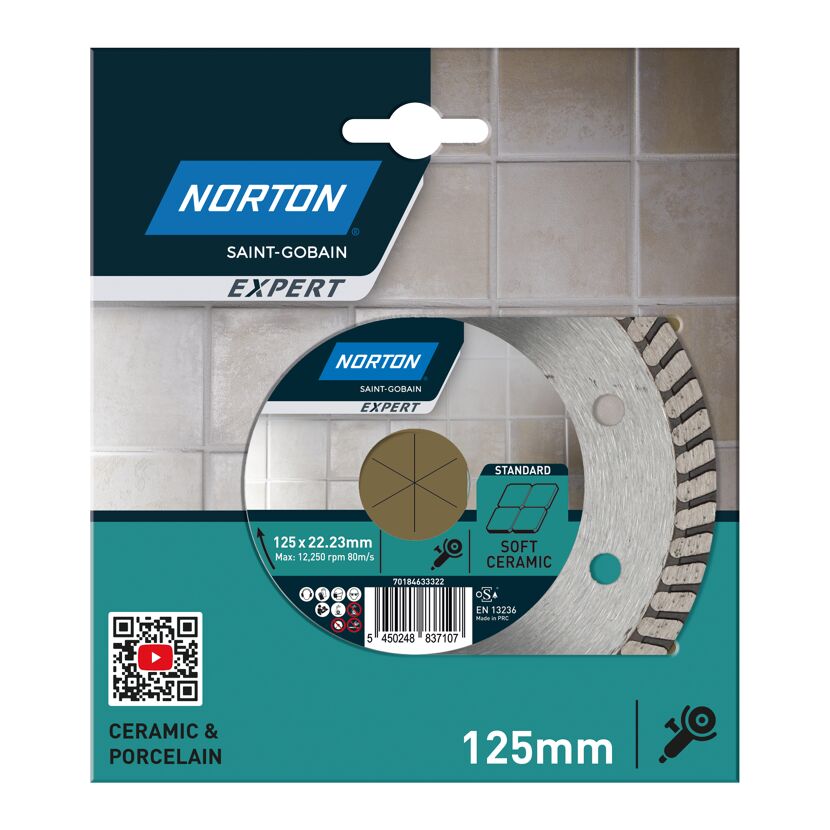 Norton Expert Diamant-Trennscheibe für weiche Keramik, 125 mm Durchmesser