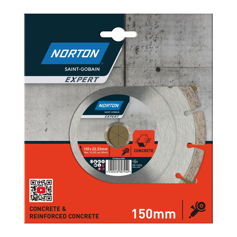 Norton Expert Diamant-Trennscheibe für Beton und Stahlbeton, 150 mm Durchmesser