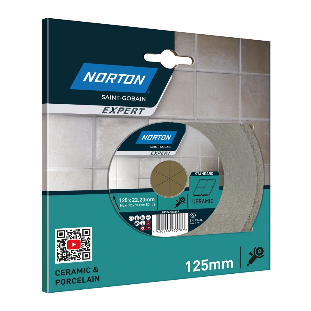 Norton Expert Diamant-Trennscheibe für Keramik und Feinsteinzeug, 125 mm