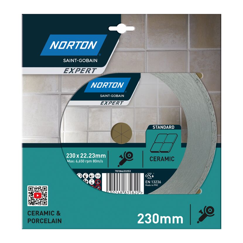Norton Expert Diamant-Trennscheibe für Keramik und Porzellan, 230 mm