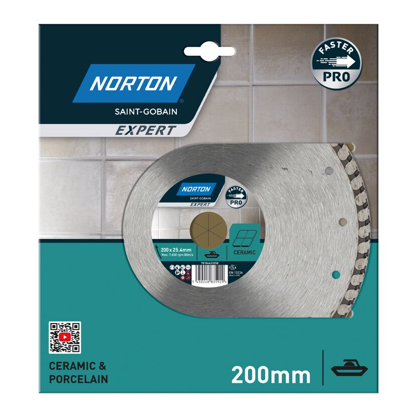 Norton Expert Diamant-Trennscheibe für Keramik und Porzellan, 200 mm