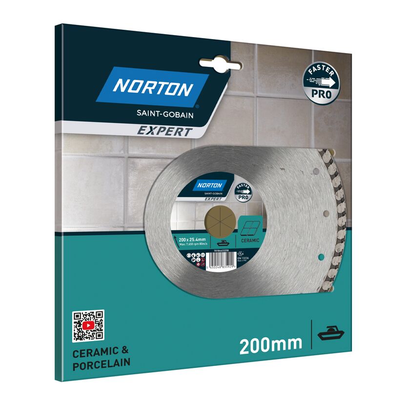Norton Expert Diamant-Trennscheibe für Keramik und Porzellan, 200 mm