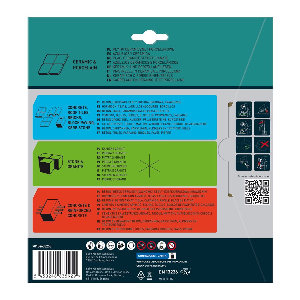 Produktverpackung: Diamant-Trennscheibe, CeramXT, 200 x 25,4 mm